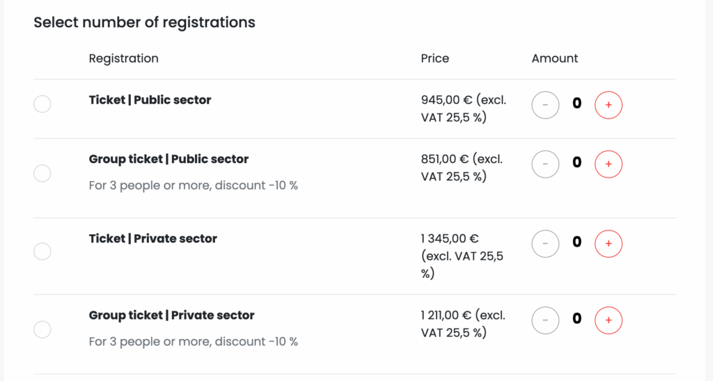 event tickets available on a ticket sales software